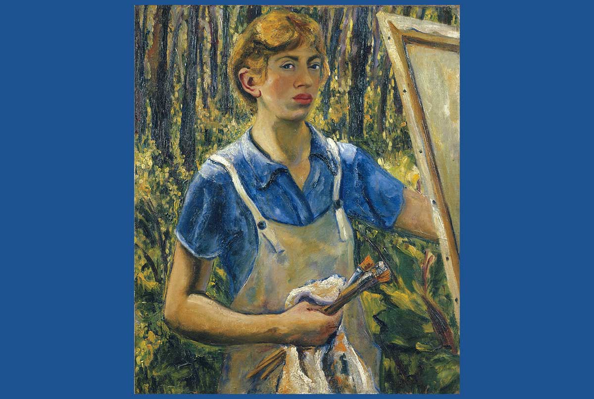 Painting of a painter in the woods