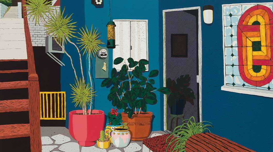 Colorful painting of the outside of a home