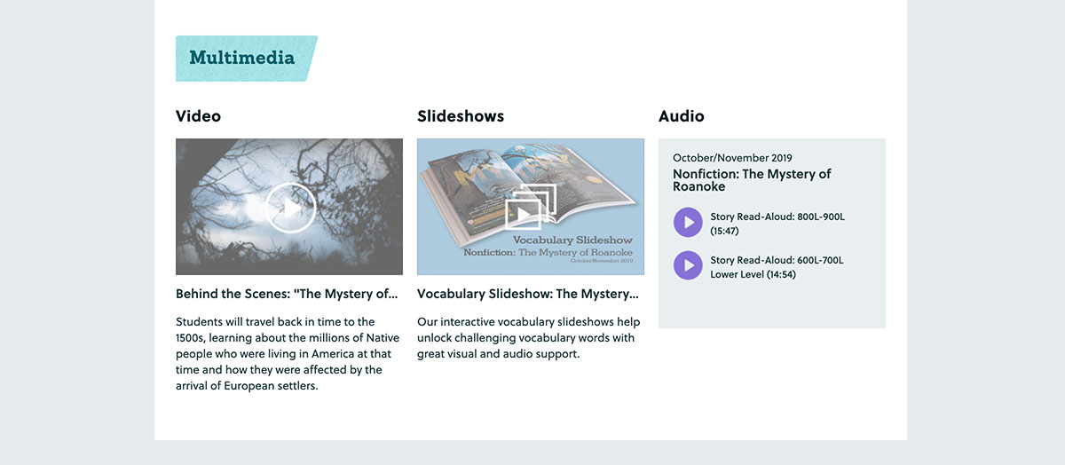 the multimedia section of an article page